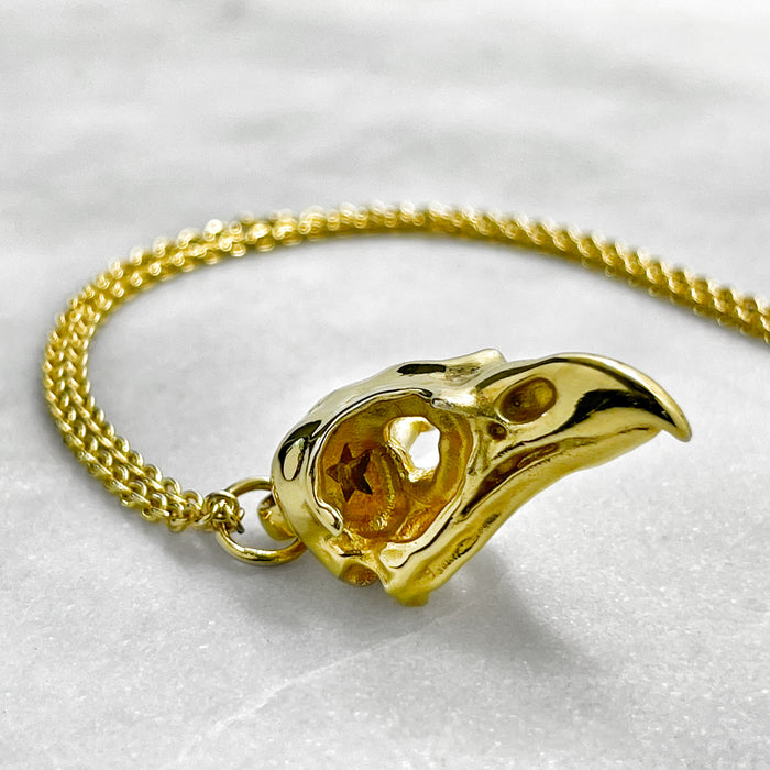 Gold Eagle Skull Necklace