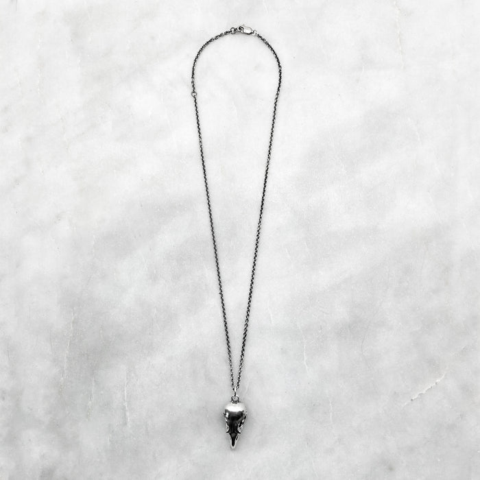 Oxidised Silver Eagle Skull Necklace