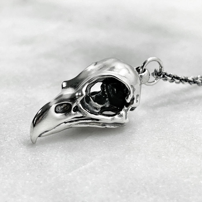 Oxidised Silver Eagle Skull Necklace