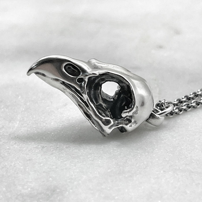 Oxidised Silver Eagle Skull Necklace