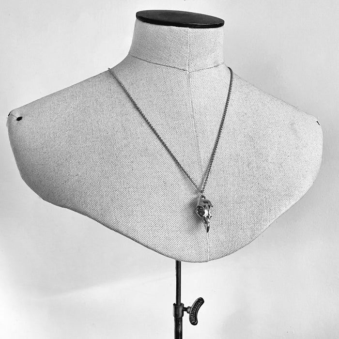 Oxidised Silver Eagle Skull Necklace