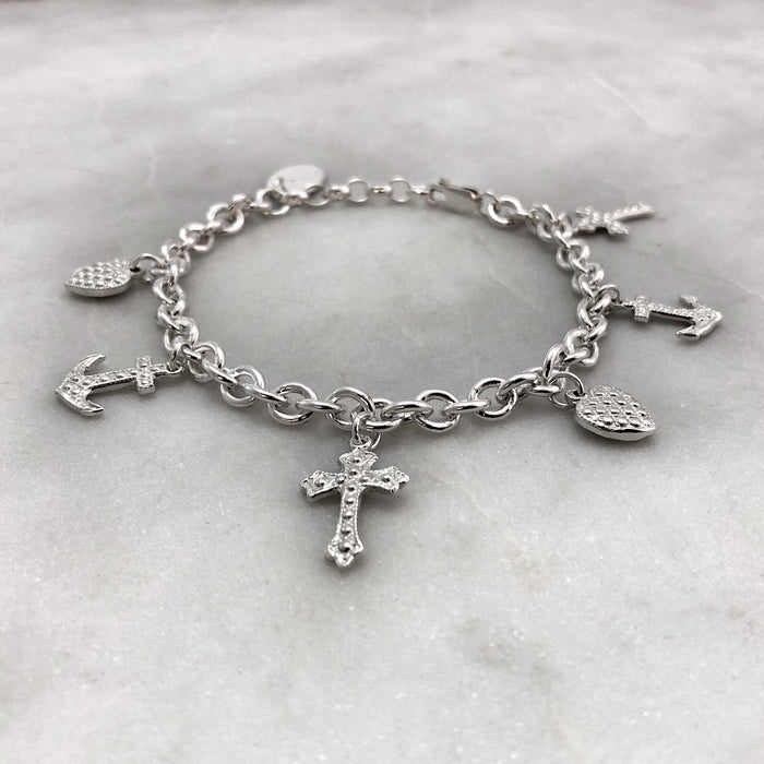 Silver Faith Hope Charity Charm Bracelet