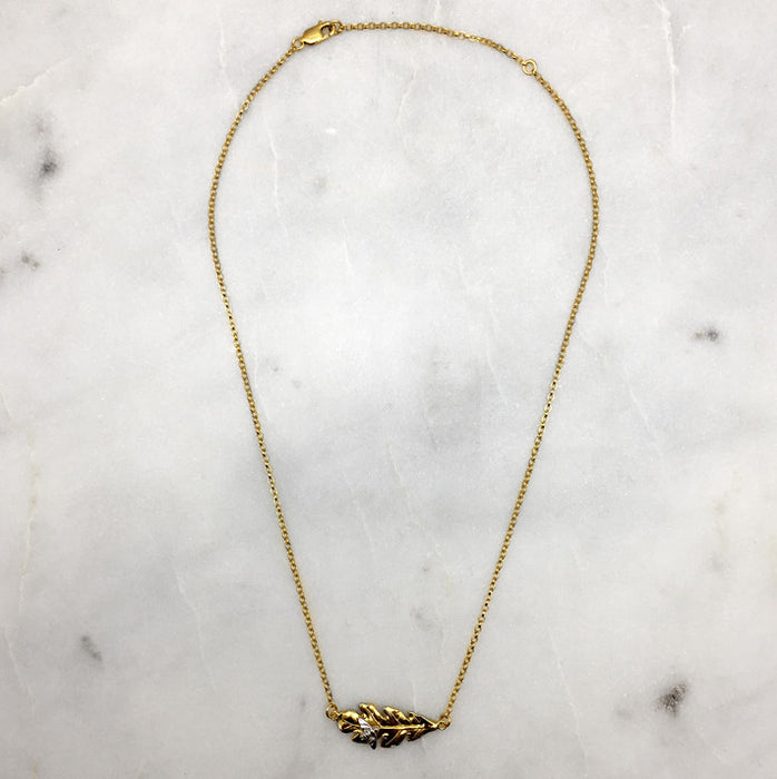 Gold Oak Leaf & Bee Necklace