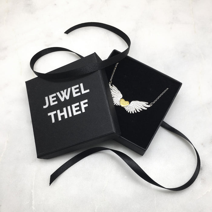 Guardian Angel Winged Gold Hand Necklace