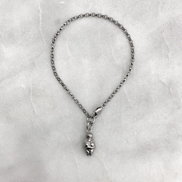 Venus Of Willendorf Bracelet, Silver Bracelet, Mother Goddess, Fertility Symbol