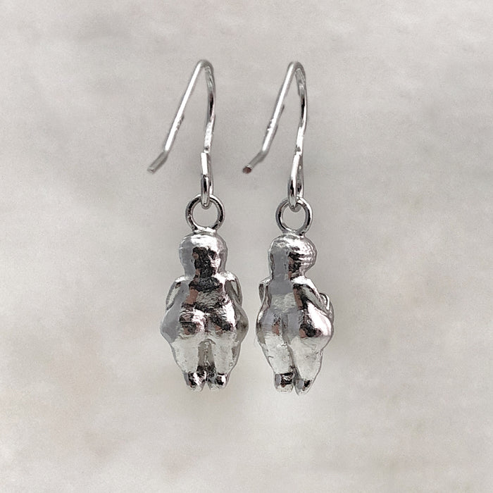 Venus Of Willendorf  Earrings, Silver Earrings, Mother Goddess, Fertility Symbol