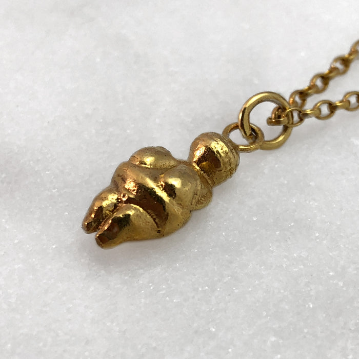 Venus Of Willendorf Necklace, Gold Necklace, Mother Goddess, Fertility Symbol