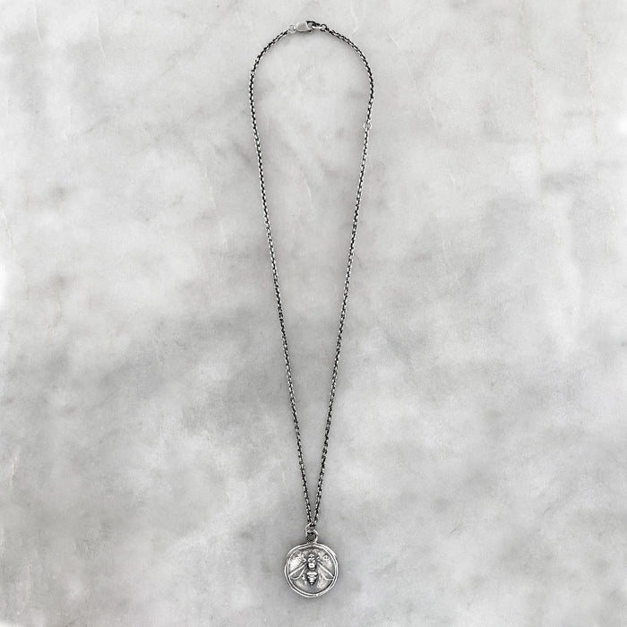 Silver Bee Coin Necklace, Ancient Pendant, Greek Coin Jewelry, Statement Pendant, Bee Jewelry