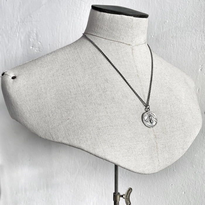 Silver Bee Coin Necklace, Ancient Pendant, Greek Coin Jewelry, Statement Pendant, Bee Jewelry