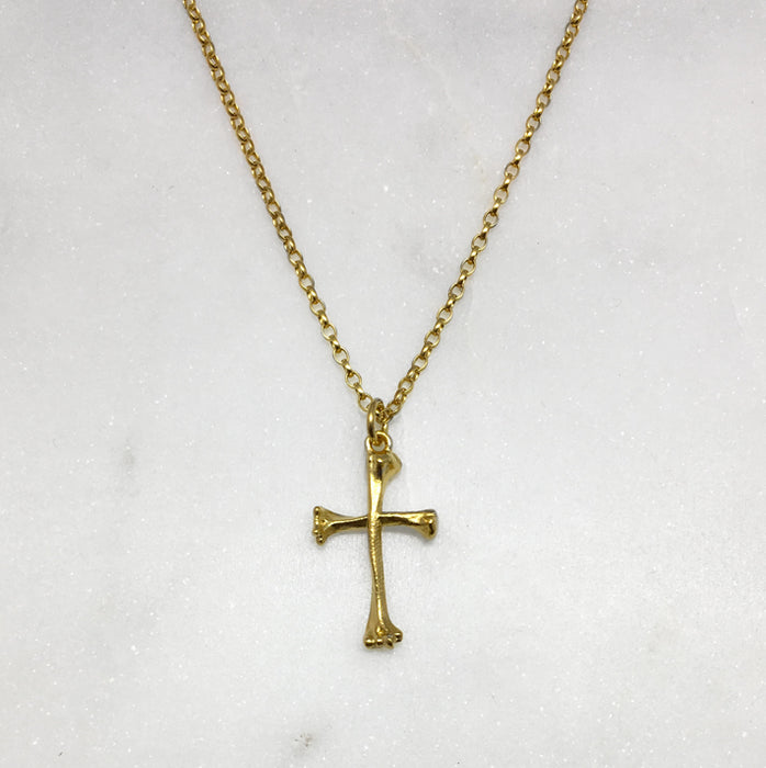Gold Bone Cross Necklace