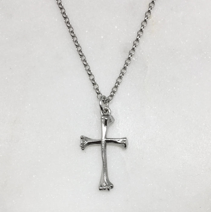 Silver Bone Cross Necklace
