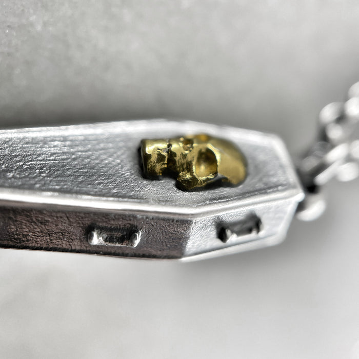 Gold Skull Coffin Pendant Necklace