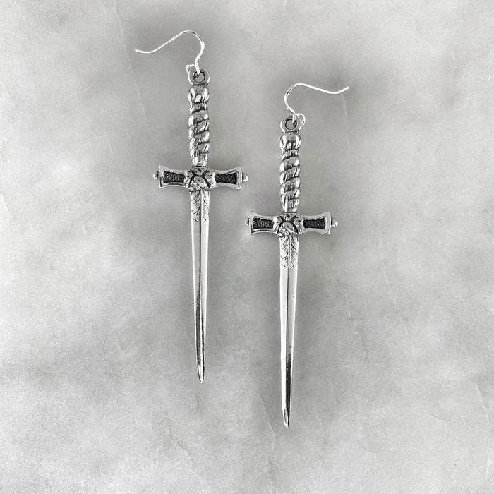 silver gold dagger earrings jewel thief Brighton