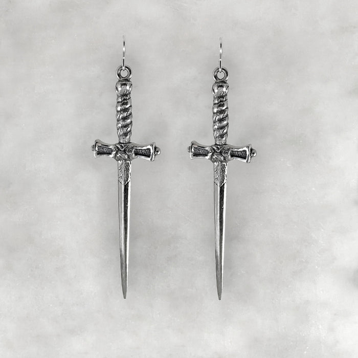 silver gold dagger earrings jewel thief Brighton