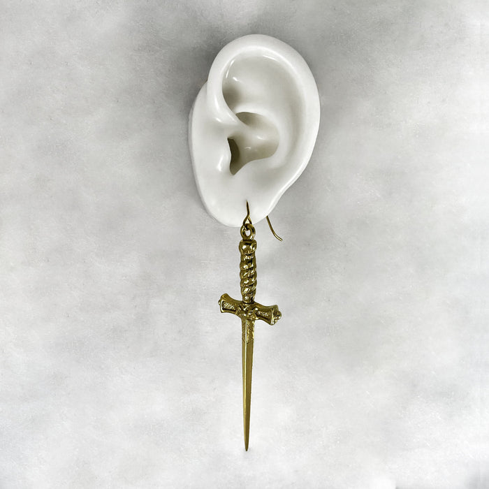 silver gold dagger earrings jewel thief Brighton