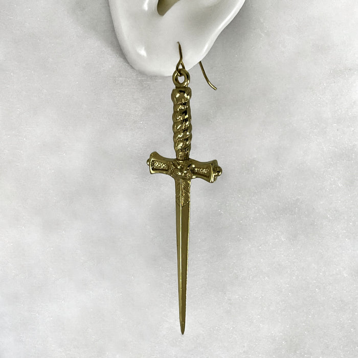 silver gold dagger earrings jewel thief Brighton