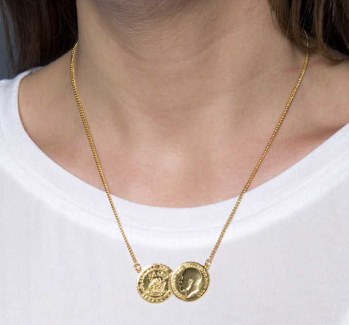 Gold Double Coin Necklace