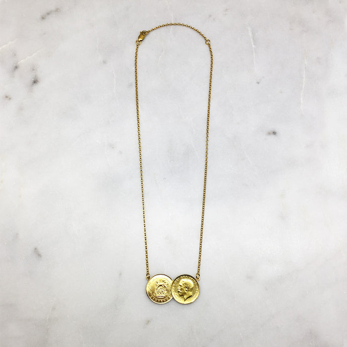 Gold Double Coin Necklace