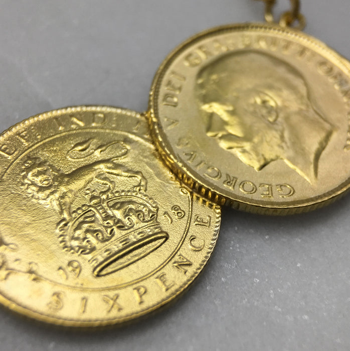 Gold Double Coin Necklace