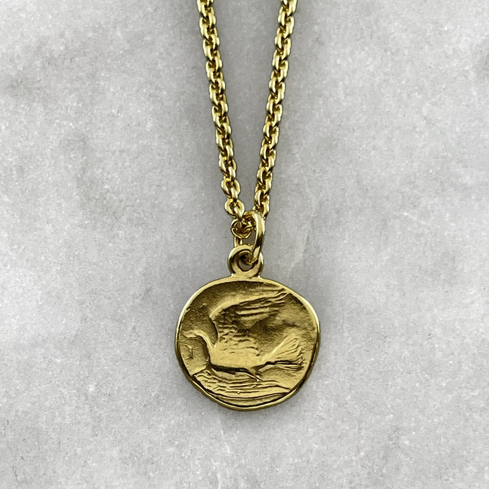 Gold Dove Coin Necklace