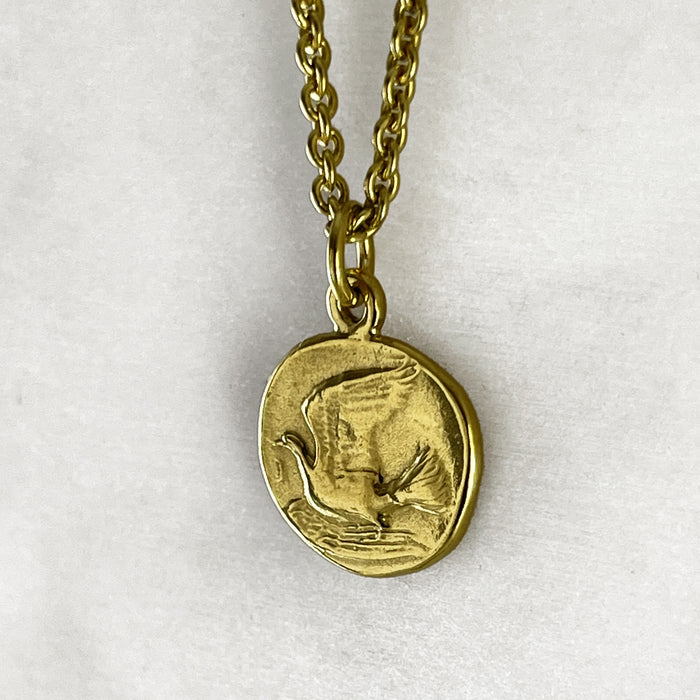 Gold Dove Coin Necklace