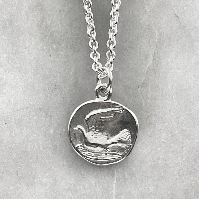 Silver Dove Coin Necklace