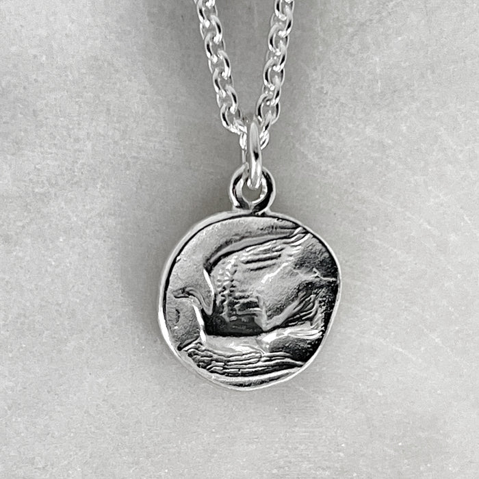 Silver Dove Coin Necklace