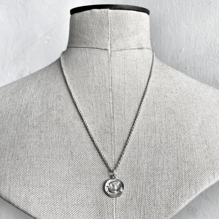 Silver Dove Coin Necklace