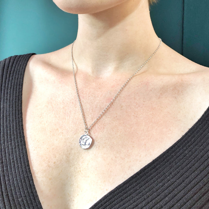 Silver Dove Coin Necklace