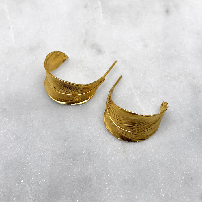 Gold Feather Earrings