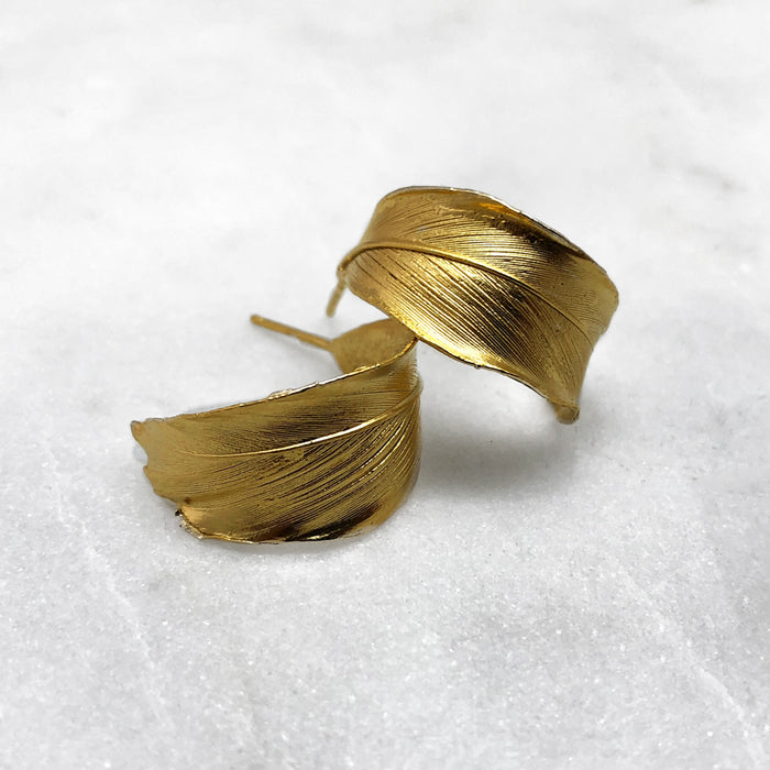Gold Feather Earrings