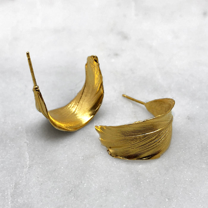 Gold Feather Earrings