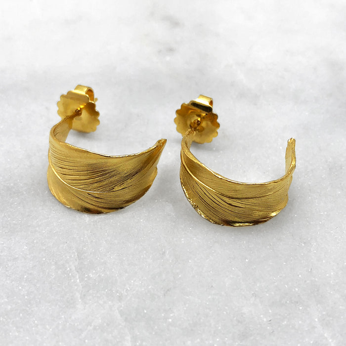 Gold Feather Earrings