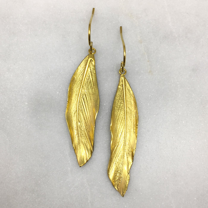 Gold Feather Earrings