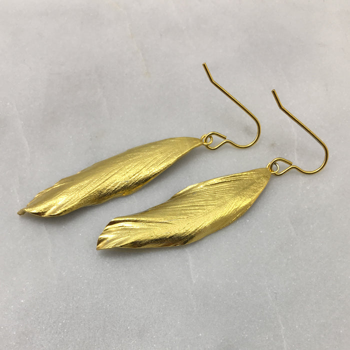 Gold Feather Earrings