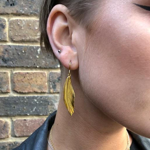 Gold Feather Earrings
