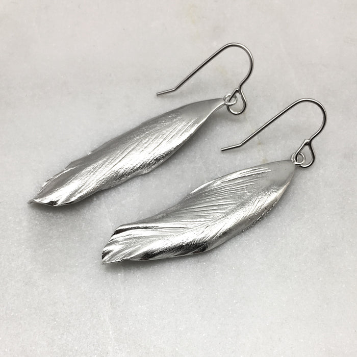 Silver Feather Earrings