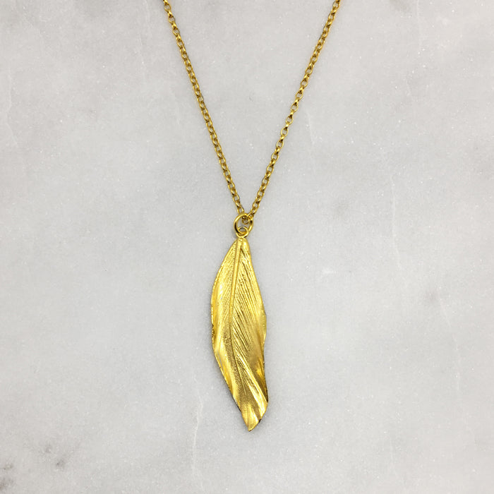 Gold Feather Necklace