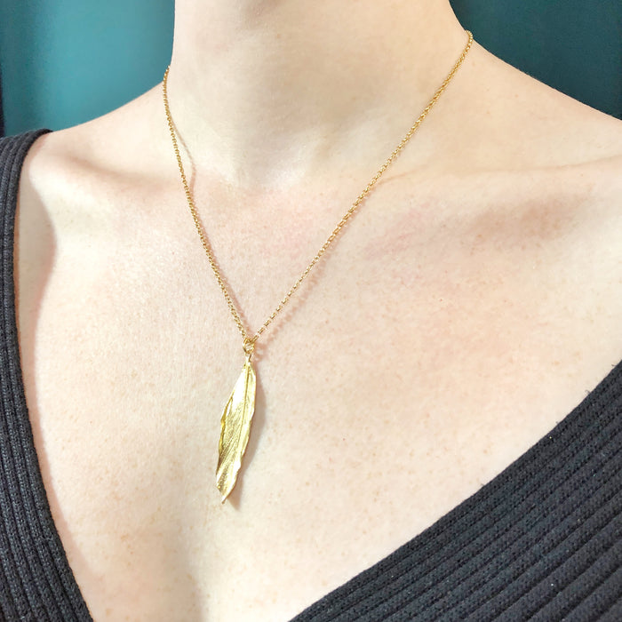 Gold Feather Necklace