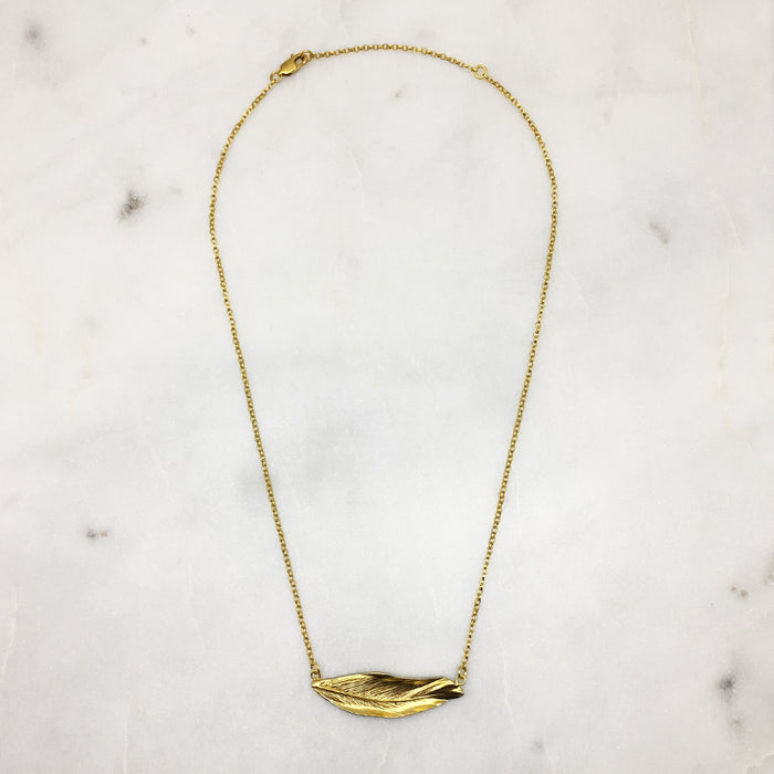 Gold Horizontal Feather Necklace