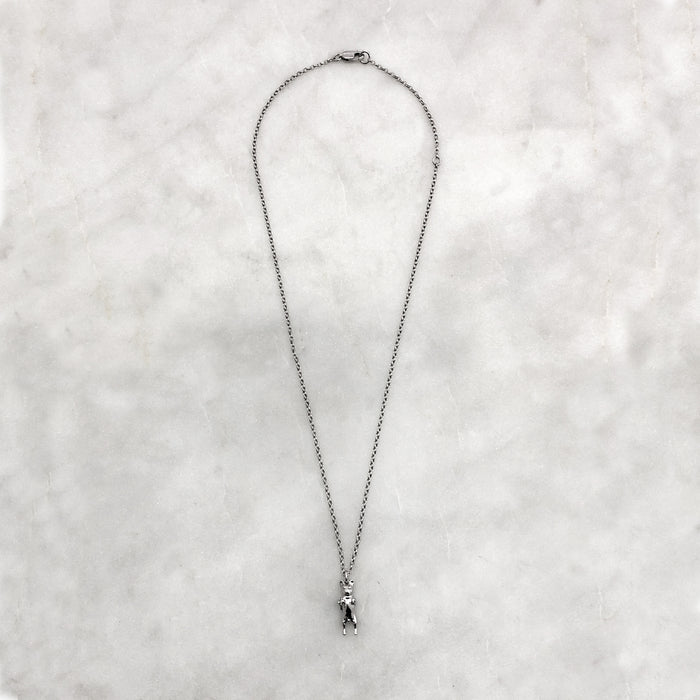 Gun Toting Frenchie Silver Necklace