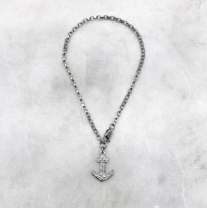 Gothic Silver Anchor Bracelet