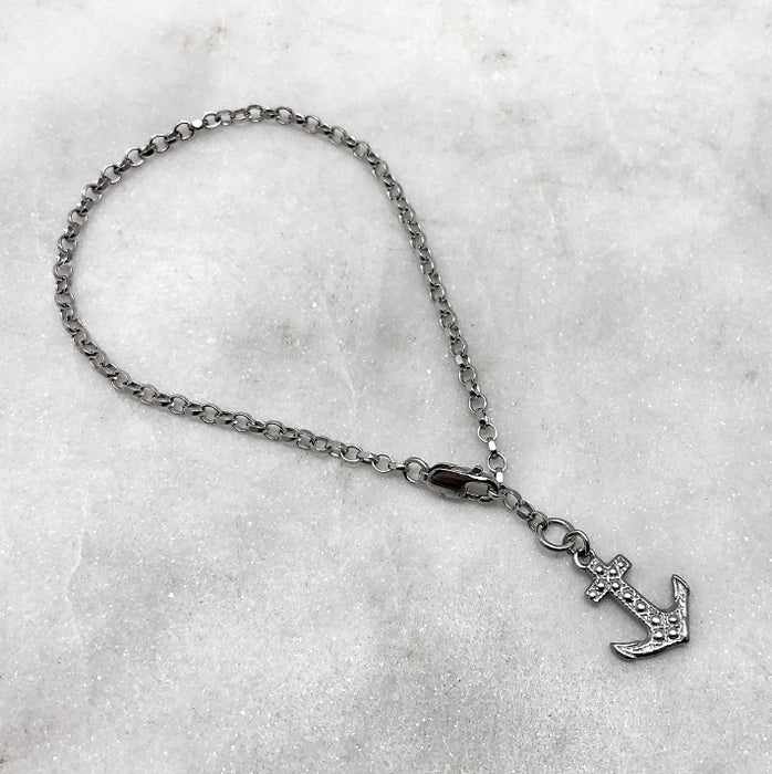 Gothic Silver Anchor Bracelet