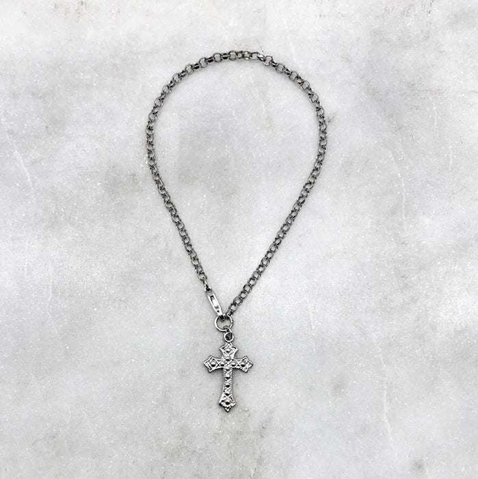 Gothic Silver Cross Bracelet