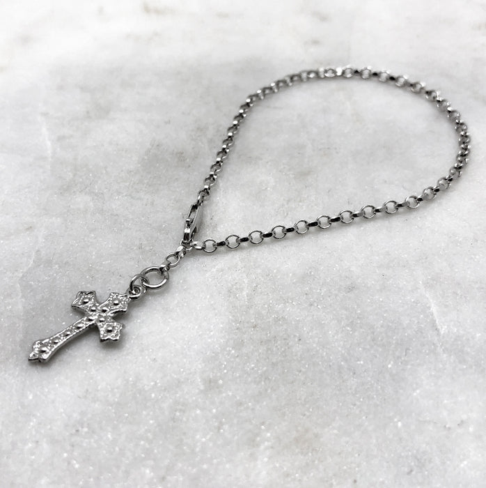 Gothic Silver Cross Bracelet