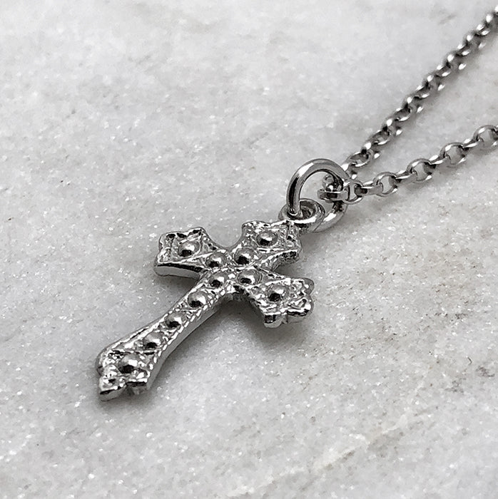 Gothic Silver Cross Necklace