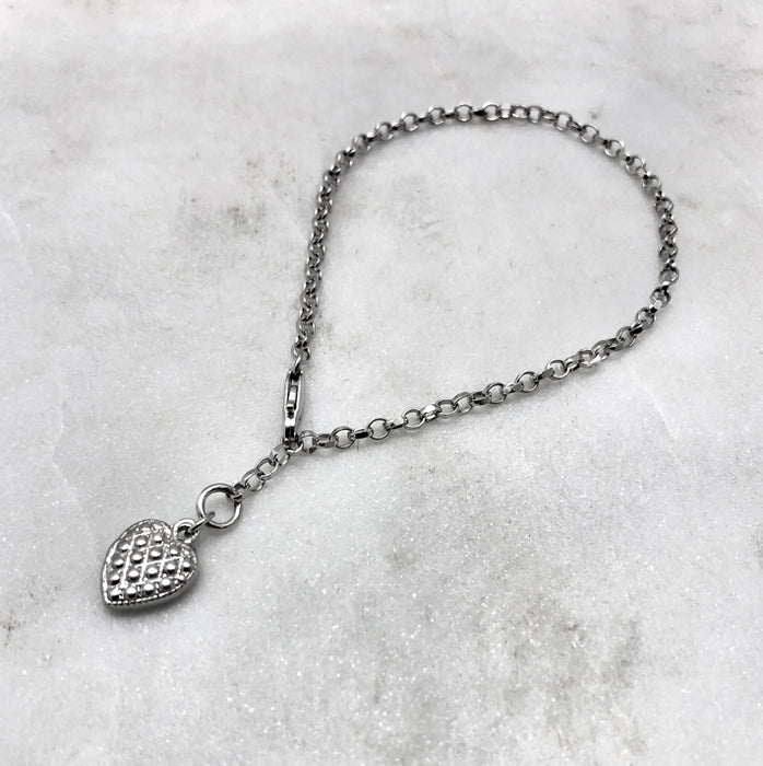 Gothic Silver Heart Bracelet