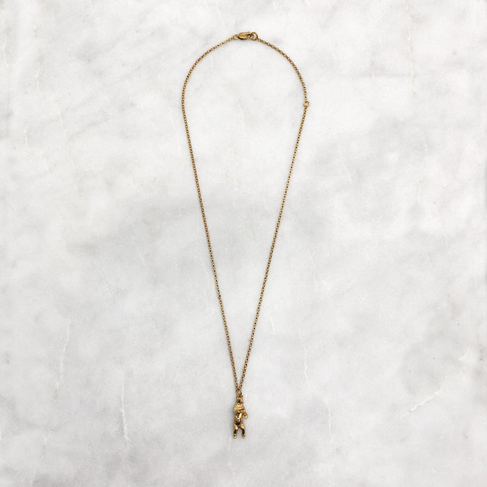 Gun Toting Grizzly Bear Gold Necklace
