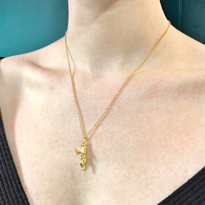 Gun Toting Grizzly Bear Gold Necklace
