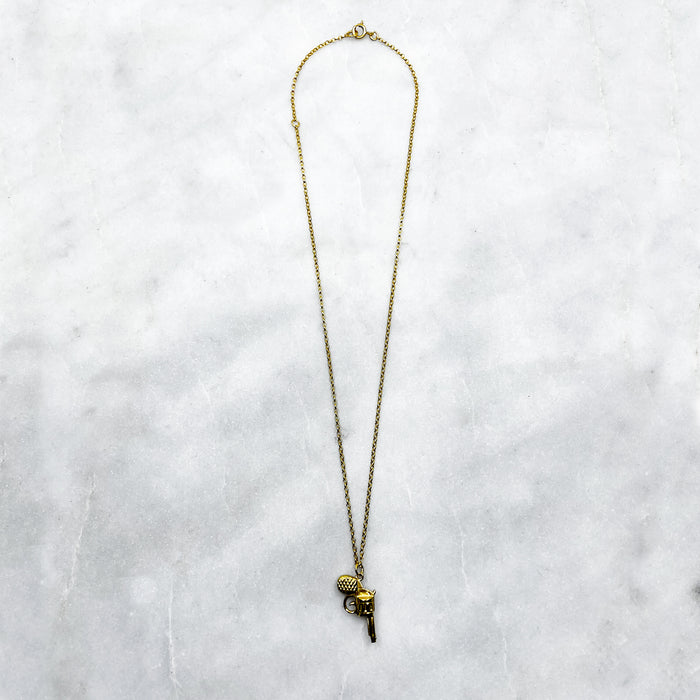 Tiny Gold Revolver Pendant